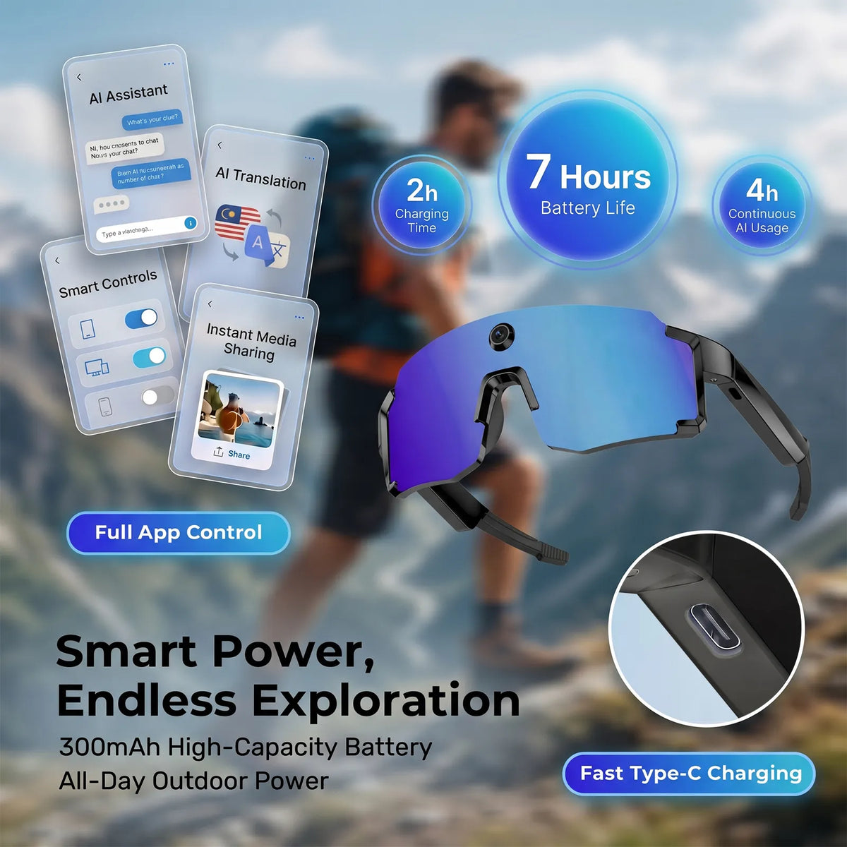 Virasight Smart 05 Black Blue Sport AI Glasses smart glasses product image 7