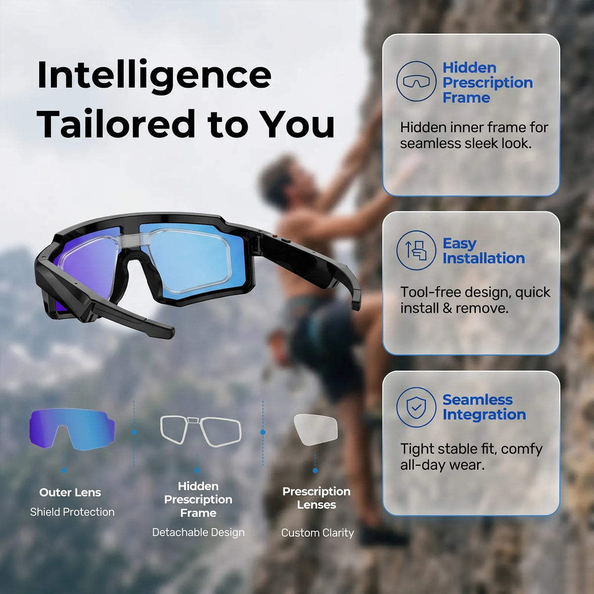 Virasight Smart 05 Black Blue Sport AI Glasses smart glasses product image 8