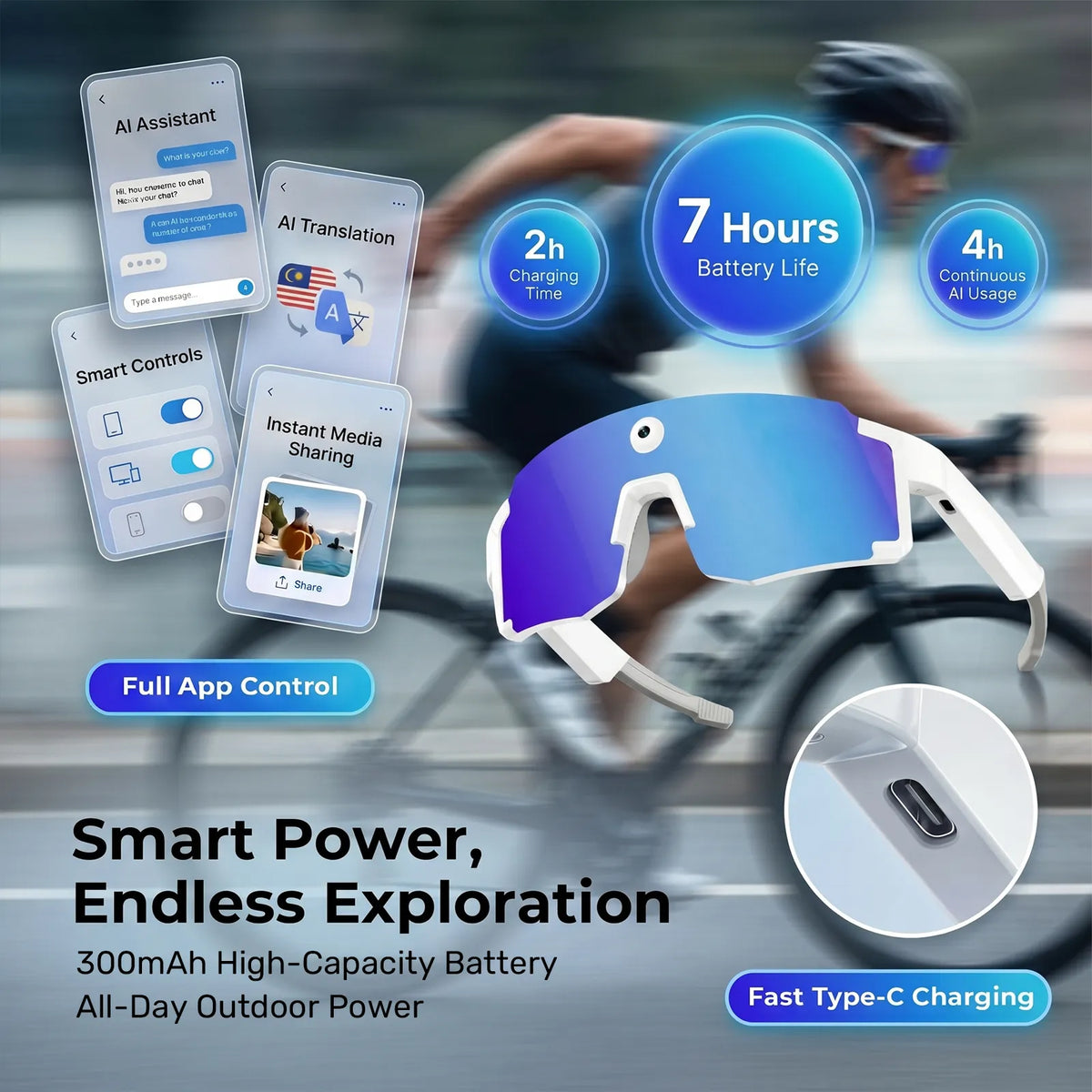 Virasight Smart 05 White Blue Sport AI Glasses smart glasses product image 7