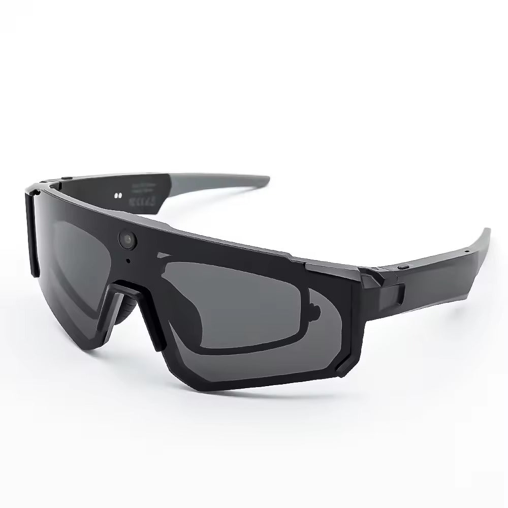 Vira Ride AI Cycling Glasses in black with smoke grey lens, three-quarter view