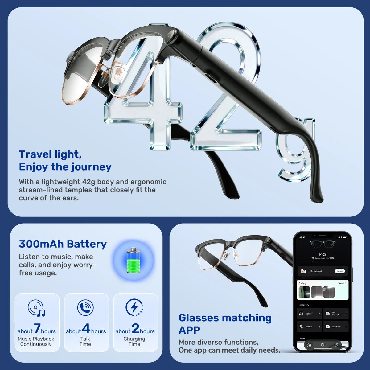 Virasight Smart 03 Gold Photochromic AI Glasses smart glasses product image 10