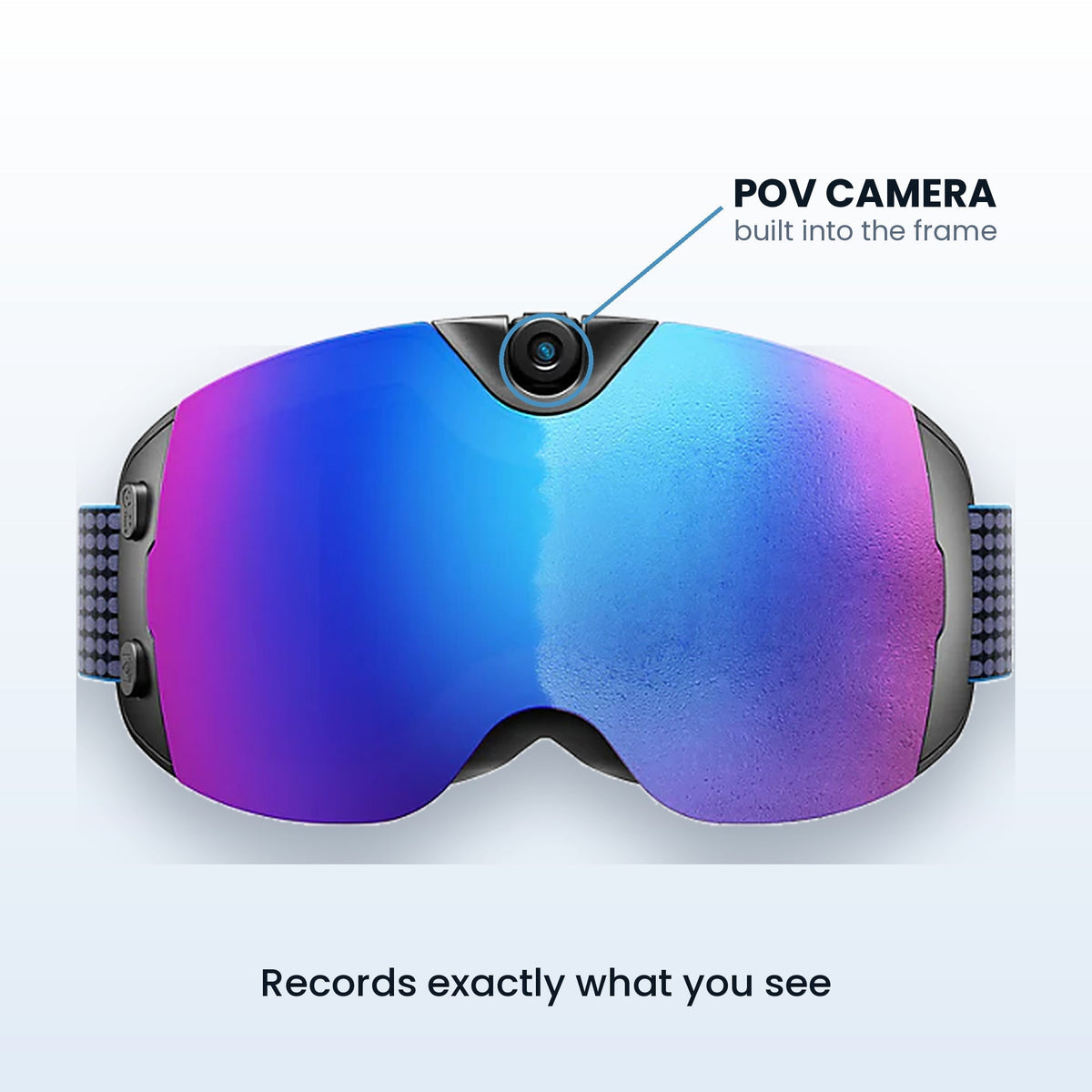 Ski Vue goggles with a built-in POV camera and mirrored spherical lens