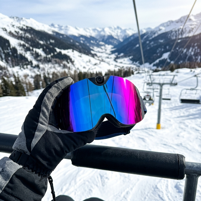 Ski Vue goggles on the mountain